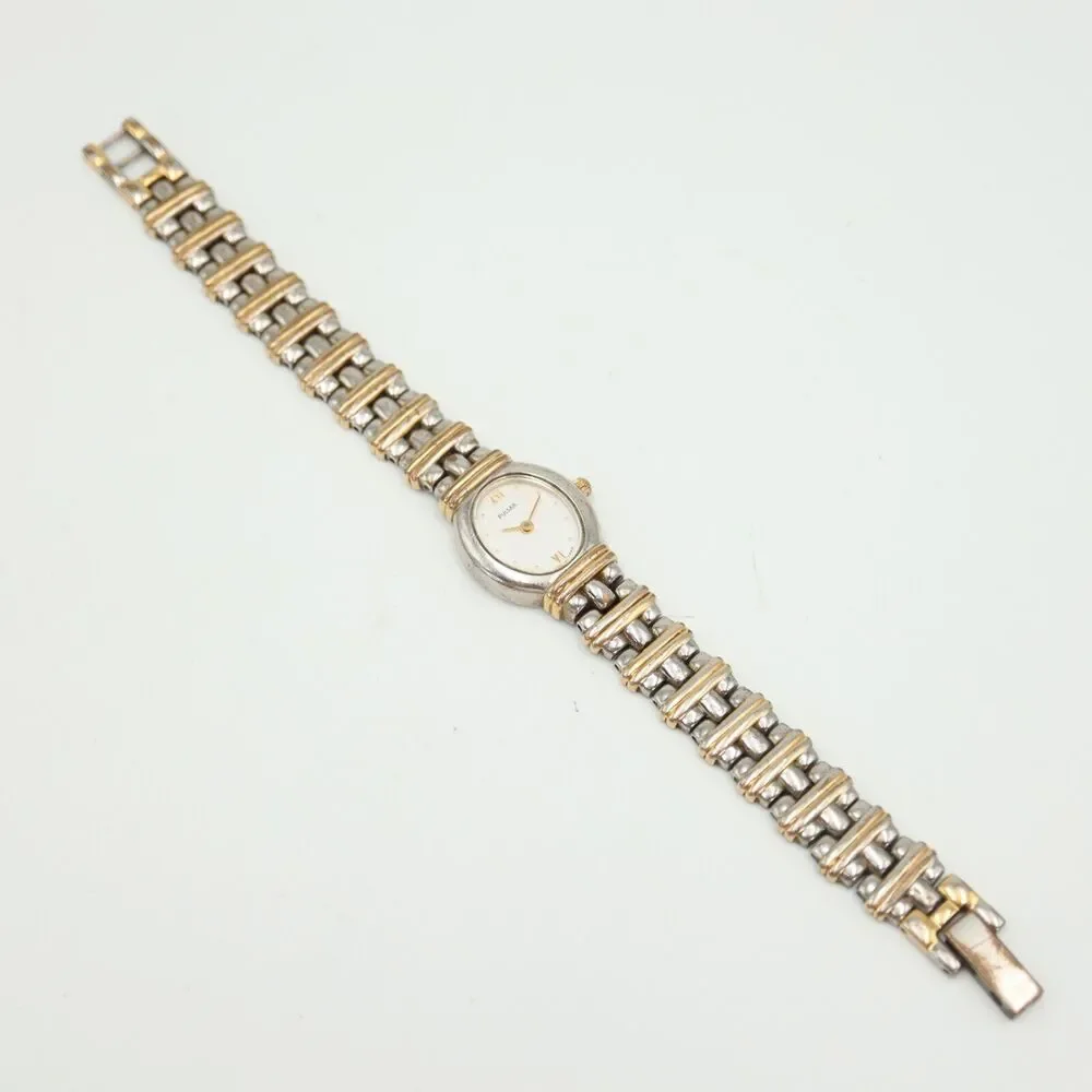 Vintage Pulsar Women Watch 19mm Oval Two Tone Stainless Steel Bracelet V700-X077